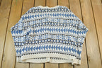 Vintage 1990s Eddie Bauer Knit Cardigan Sweater Men's Large  Abstract Pattern Nordic  90s Knitted Top  Outdoors  Made in USA