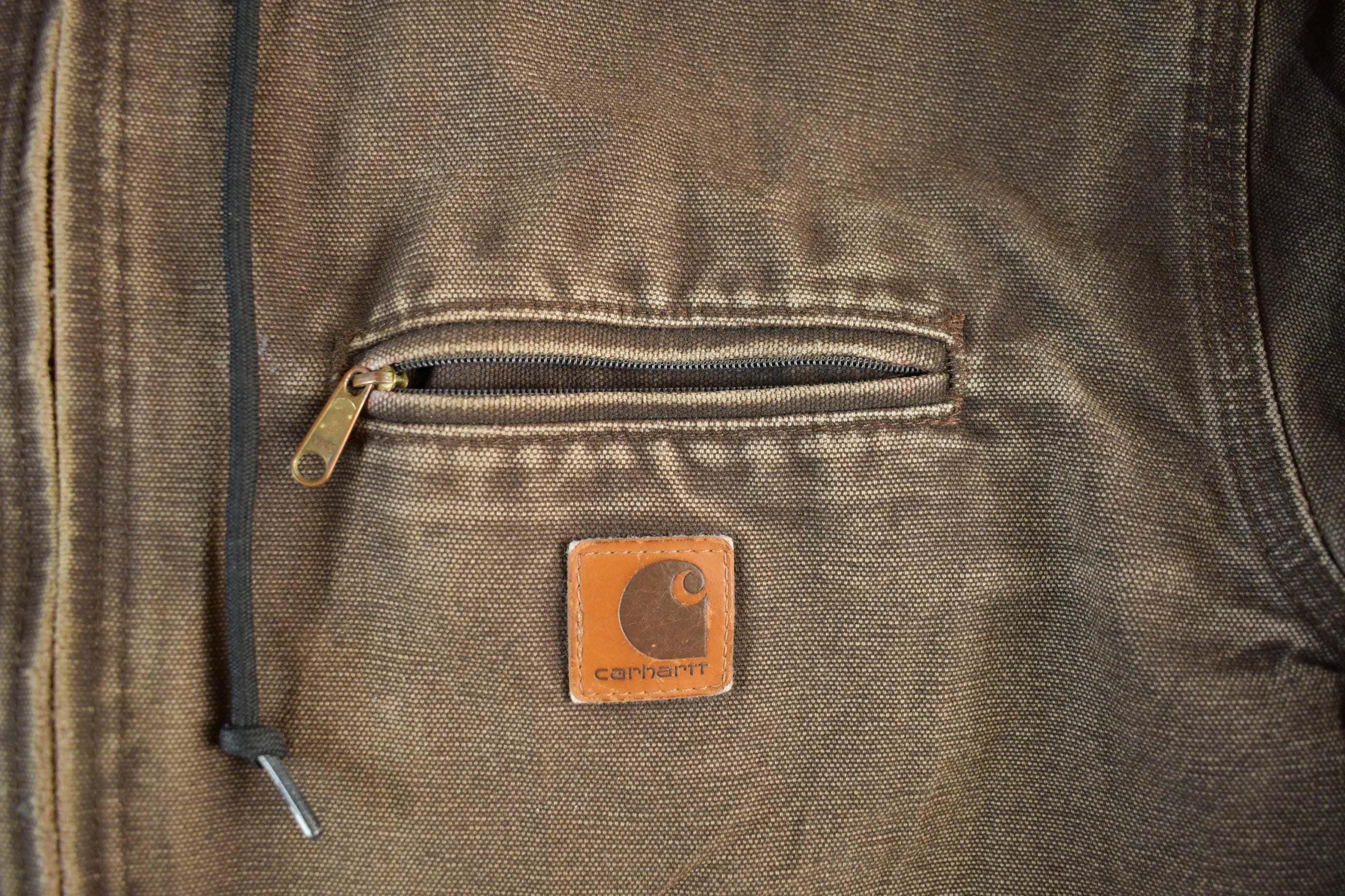 Vintage 2000s Carhartt Hooded Sherpa Lined Jacket Mens Large