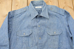 Vintage 1990s Blue Button Up Shirt With Lapels