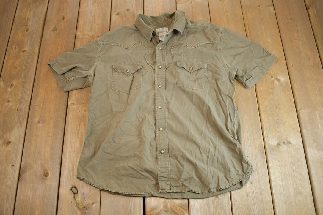 Vintage Y2k 725 Originals Western Paint Splattered Design Style Short Sleeve Button Up