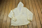 Vintage 1990s Nike Pullover Cream Hooded Windbreaker Jacket