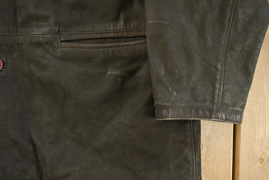Vintage 1990s Barney's New York Lined Leather Coat Men's XL /