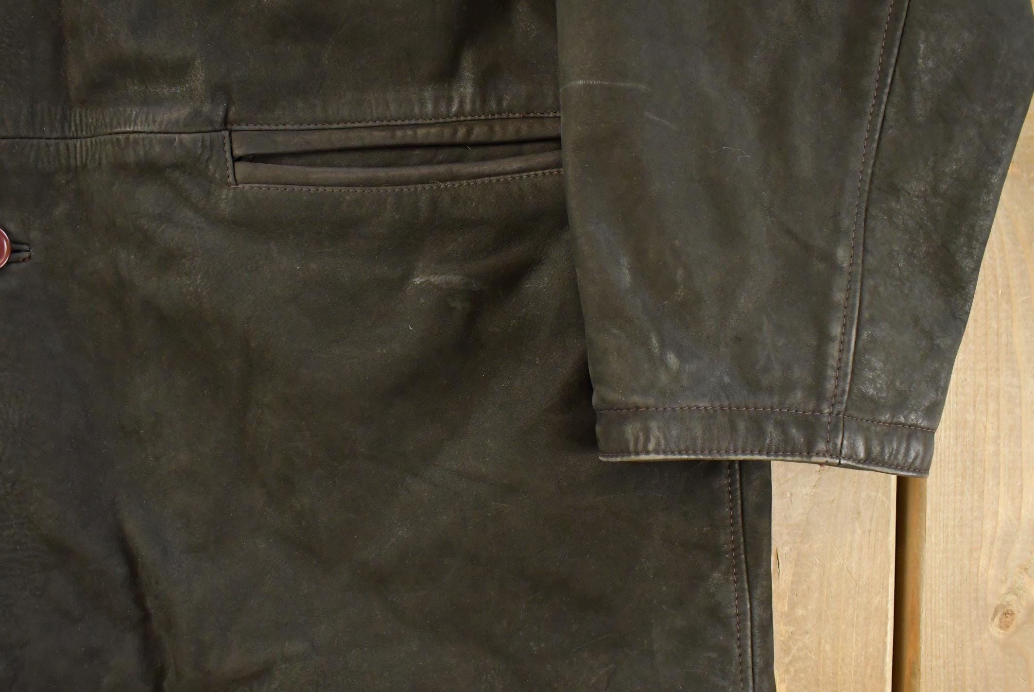 Vintage 1990s Barney's New York Lined Leather Coat Men's XL /