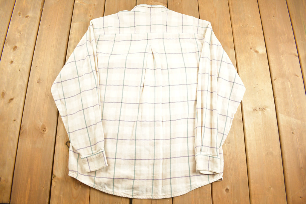 Vintage 1990s German Hess-Natur 100% Baumwolle Plaid Flannel Button Up Shirt