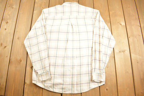 Vintage 1990s German Hess-Natur 100% Baumwolle Plaid Flannel Button Up Shirt / 1990s Button Up / Vintage Flannel / Plaid Shirt / Button Down