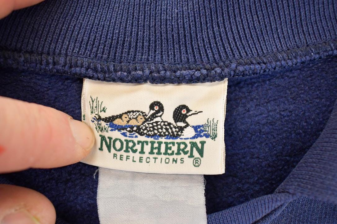 Vintage 1990s Northern Reflections Graphic Print Lighthouses Collared Sweatshirt Men's L / Made In USA / 90's Destination Sweater
