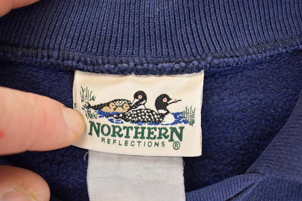 Vintage 1990s Northern Reflections Graphic Print Lighthouses Collared Sweatshirt Men's L