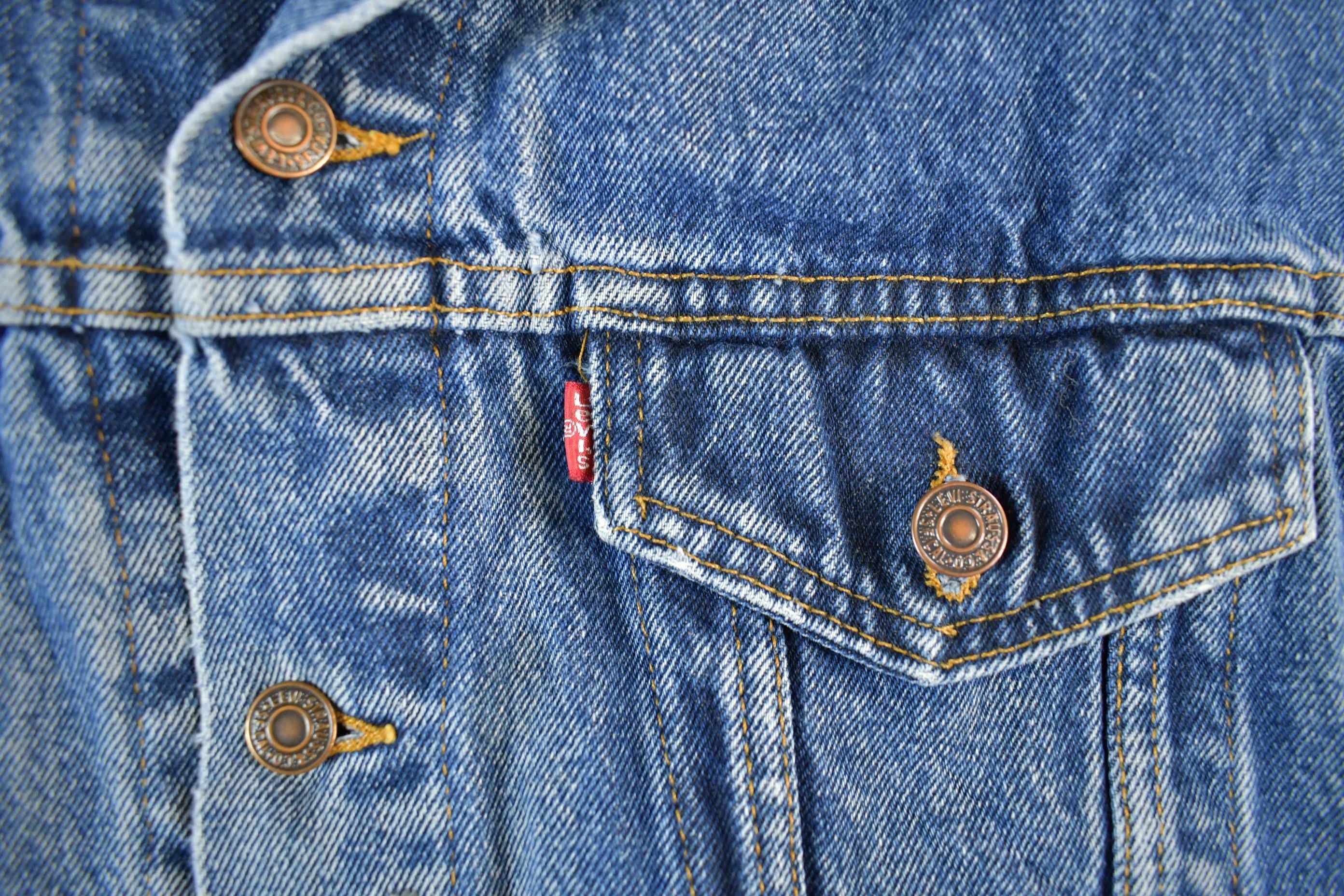 Vintage 1990s Levi's Denim Blanket Lined Vest Jacket Mens Medium