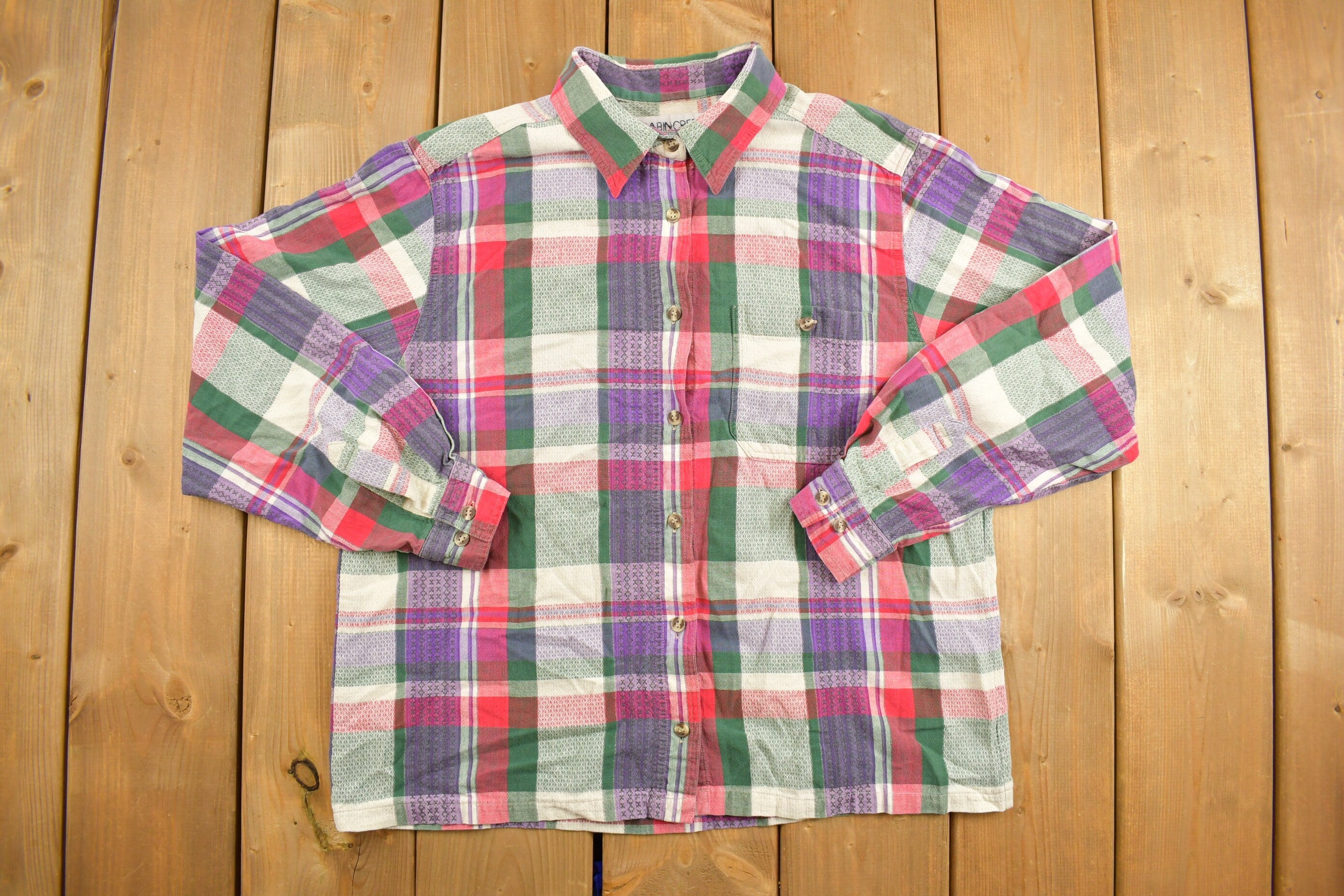Vintage 1990s Cabin Creek Plaid Button Up Flannel