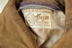 Vintage 1980s Trojan Sportswear Suede Leather Light Button Up jacket