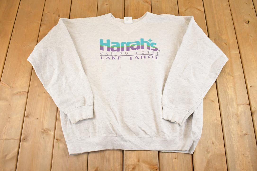 Vintage 1990s Harrah's Casino Hotel Lake Tahoe Souvenir Crewneck Sweatshirt Mens XL  90s Crewneck  Travel Vacation Sweater  Streetwear
