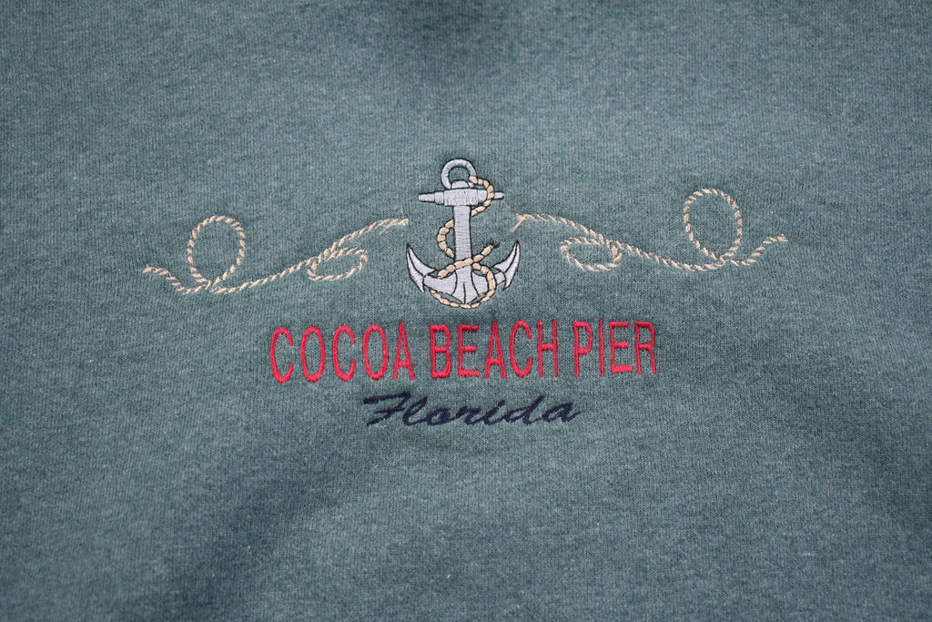 Vintage 1990s Cocoa Beach Pier Florida Souvenir Crewneck Sweatshirt - Large