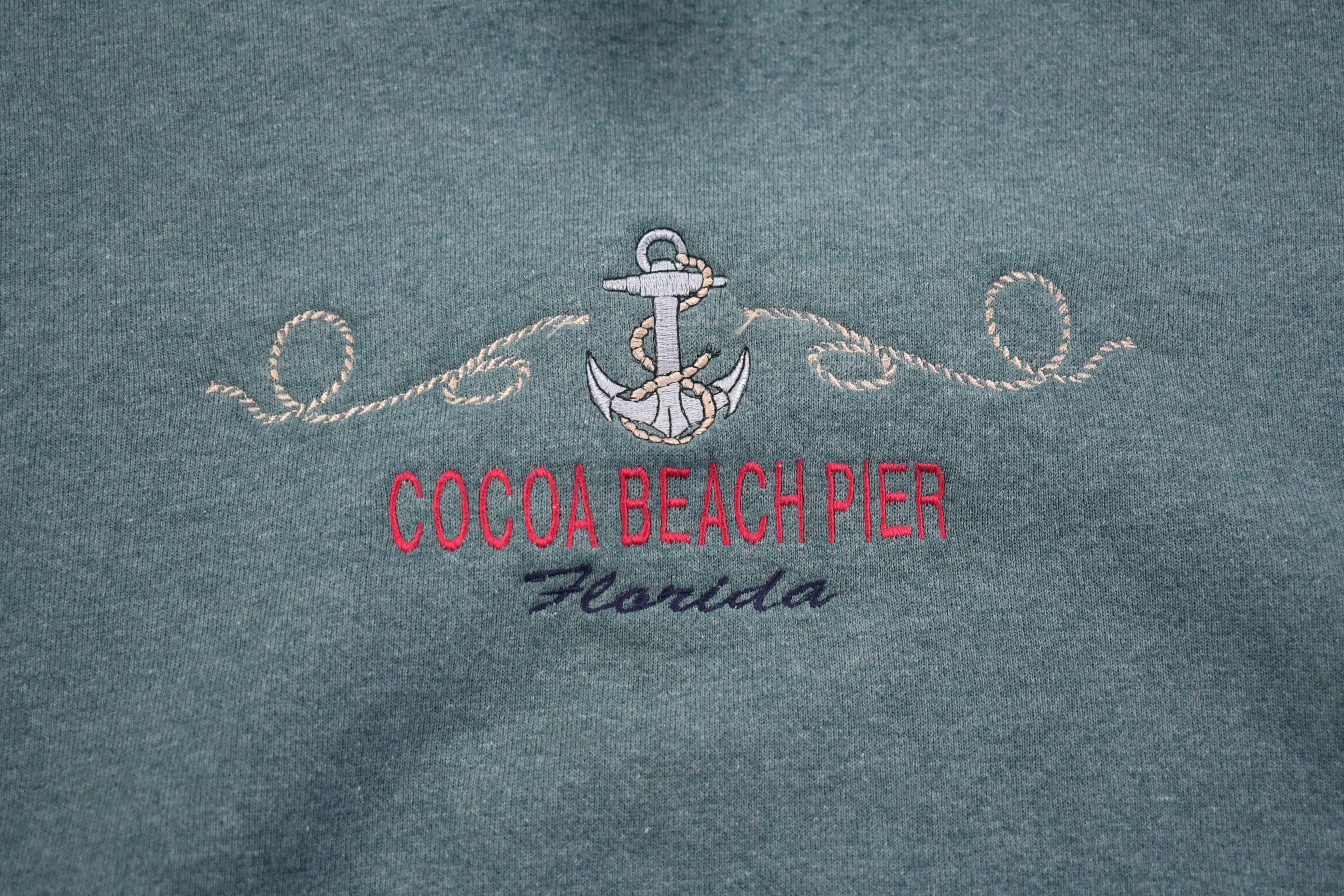 Vintage 1990s Cocoa Beach Pier Florida Souvenir Crewneck Sweatshirt - Large
