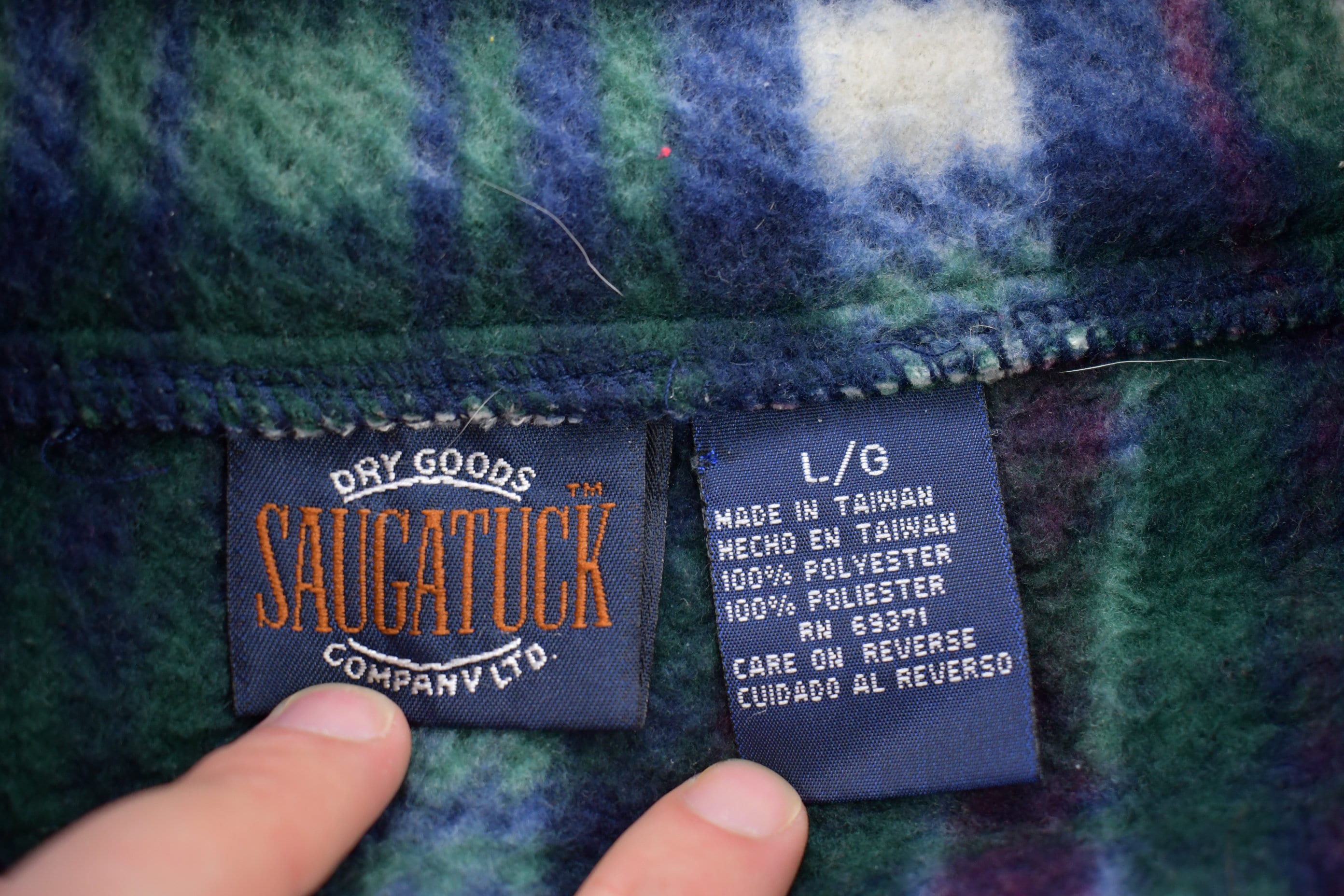 Vintage 1990s Plaid Fleece Quarter Zip Sweater