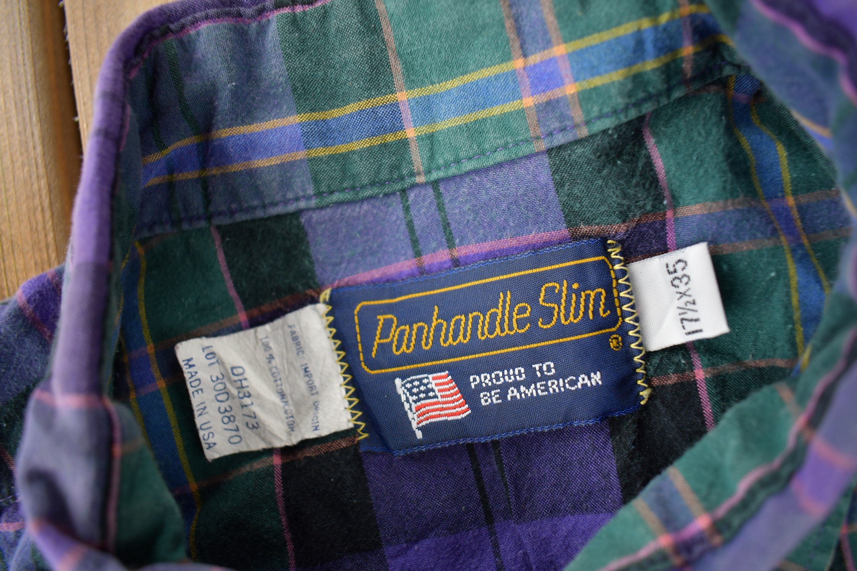 Vintage 1980s Panhandle Slim Western Style Plaid Button Up Shirt