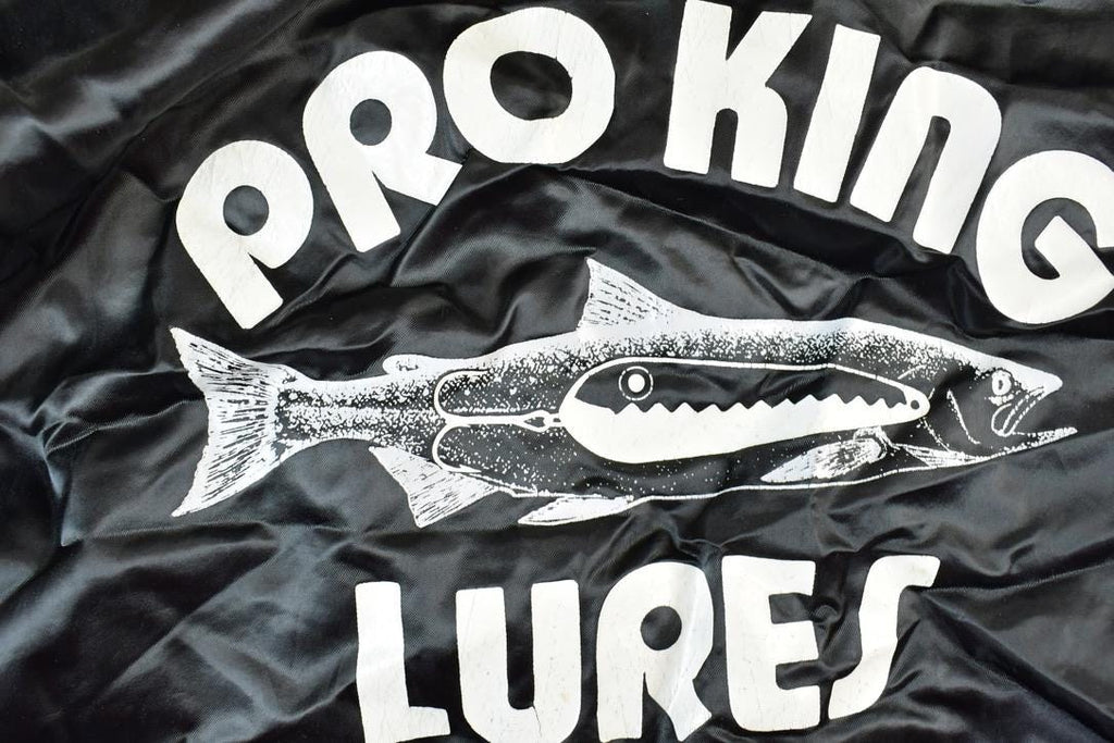 Vintage 1980s Swingster Pro King Lures Embroidered Snap Button Satin Jacket Made In USA