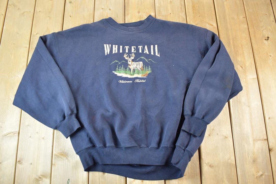 Vintage 1990s Whitetail Deer Briar Creek Souvenir Outdoorsman Crewneck Sweatshirt Made In USA