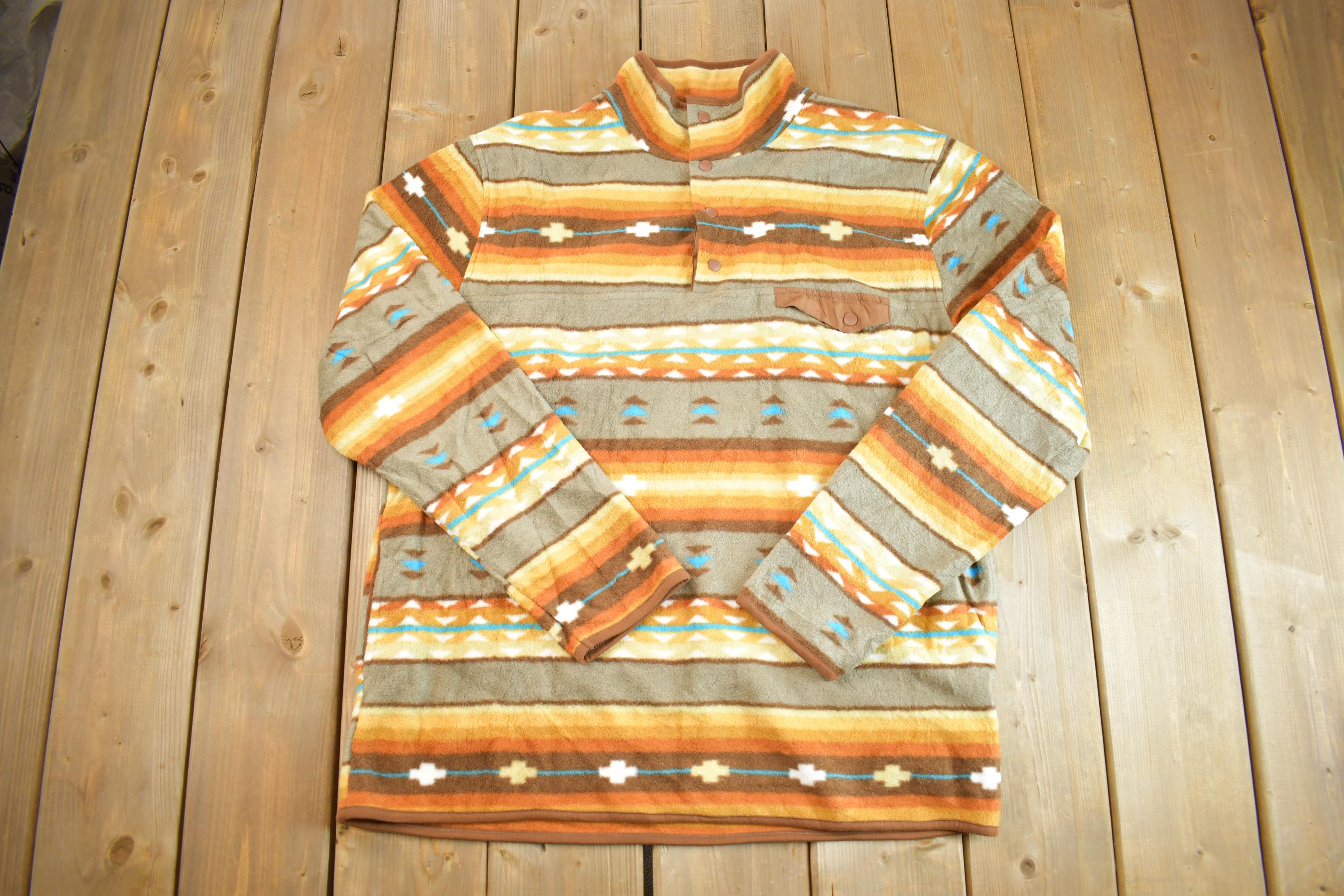 Vintage 1990s Cabin Fever Pullover Aztec Fleece Sweater - Medium