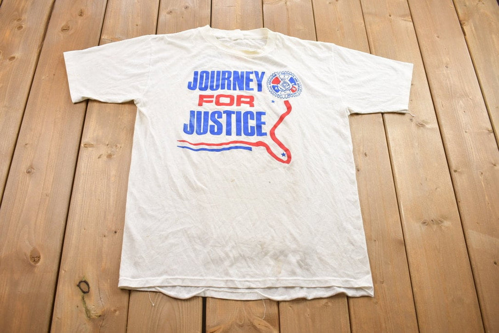 Vintage 1989s Journey For Justice Graphic T-Shirt