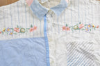 Vintage 1990s Together Floral Theme Striped Button Up Shirt  1990s Button Up  Vintage Button Up  Basic Button Up  Pastel Button Up