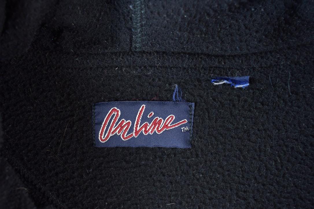 Vintage 1990s Online Fleece Hooded Sweater / Outdoorsman / 90s Sweater / Streetwear / Hiking / Fleece Zip up