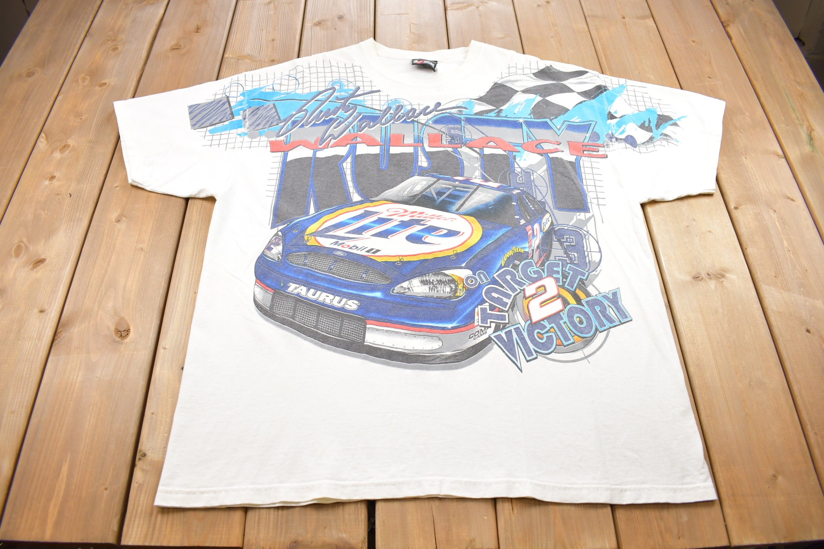 Vintage 1990s Rusty Wallace AOP Nascar Racing Graphic T Shirt
