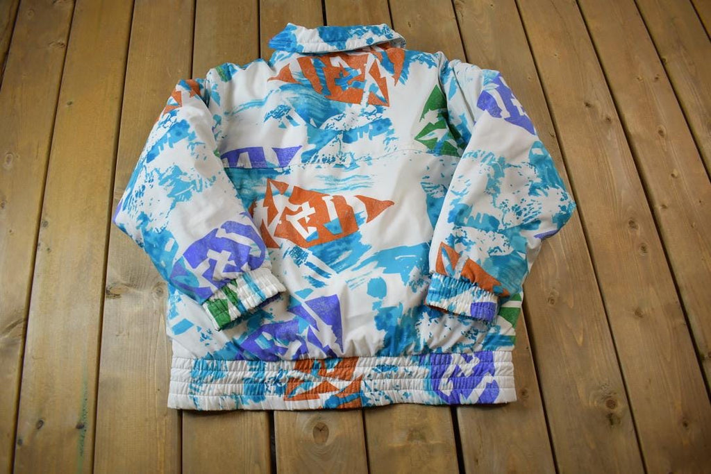 Vintage 1980s Coloured Pattern Puffer Jacket - Medium