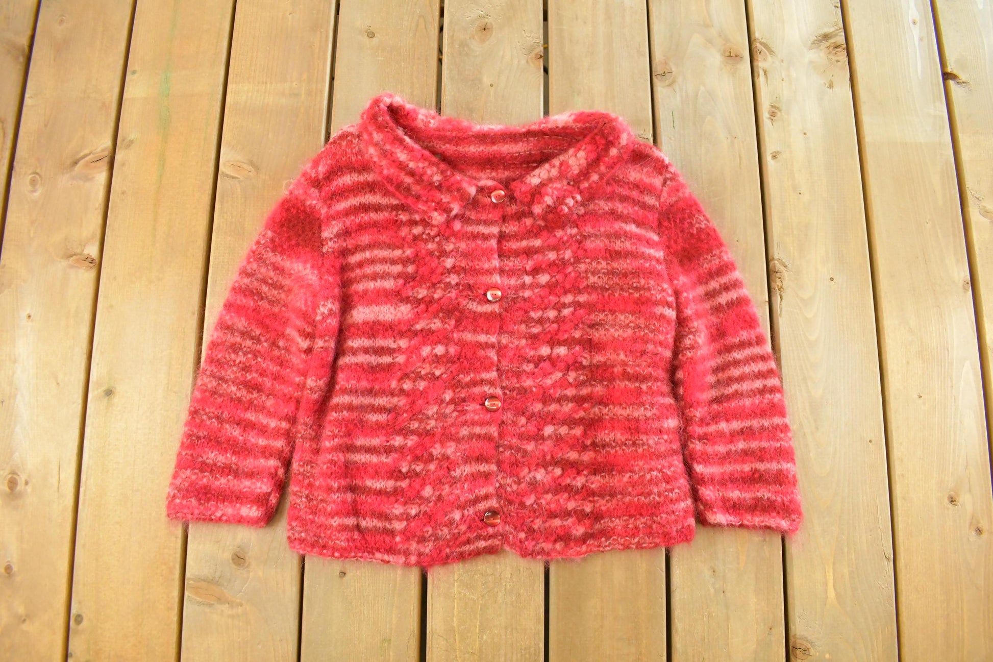 Vintage 1980s Mohair Knit Cardigan Sweater Women's S / Vintage 80s Cardigan / Pattern Sweater / Cardigan / Mohair Knit