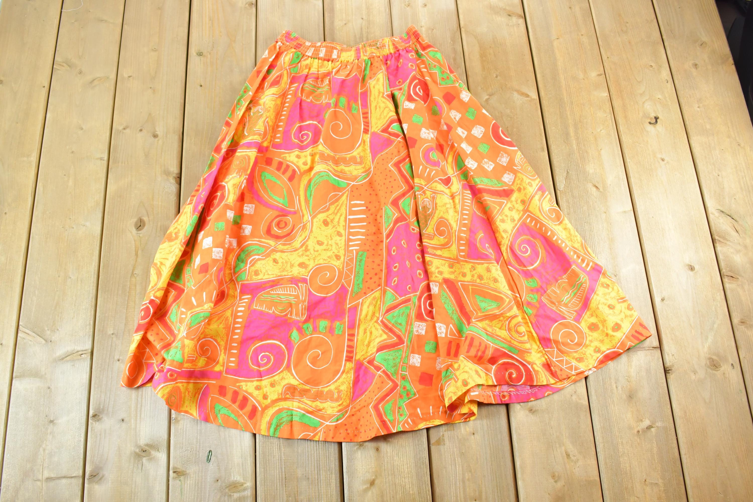 Vintage 1990s Floral Full Length Pleated Skirt Size L