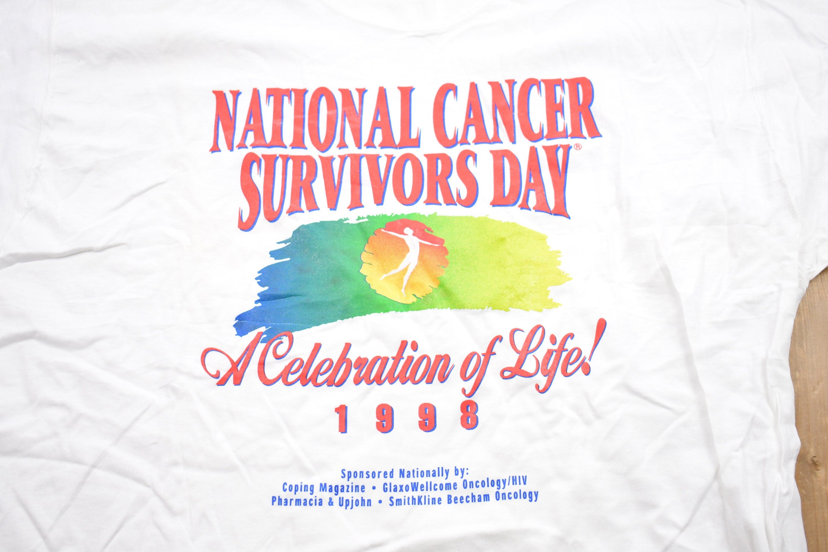 Vintage 1998 National Cancer Survivors Day Graphic T-Shirt