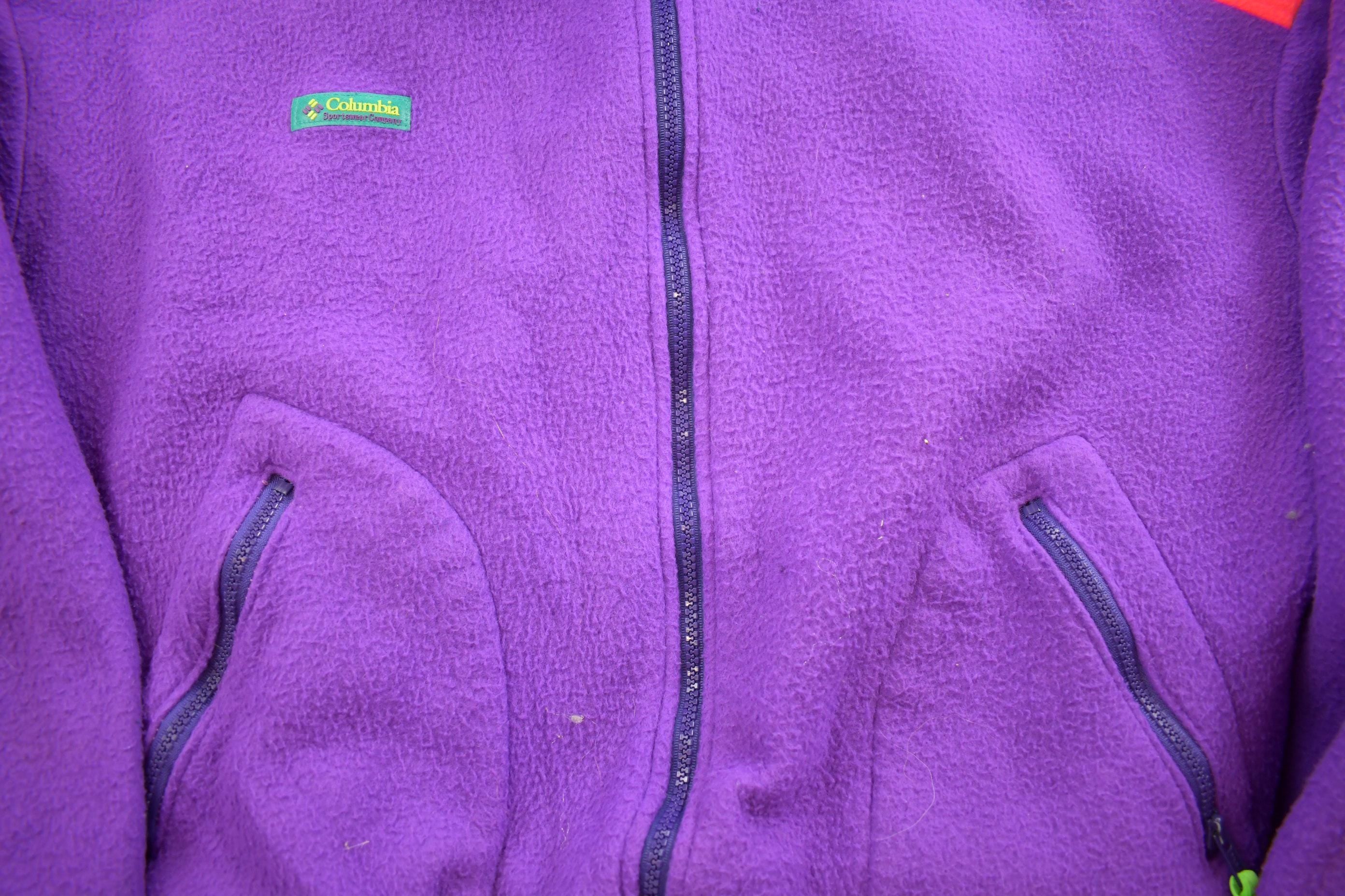 Vintage 1990s Columbia Colorful Fleece Sweater Made In USA
