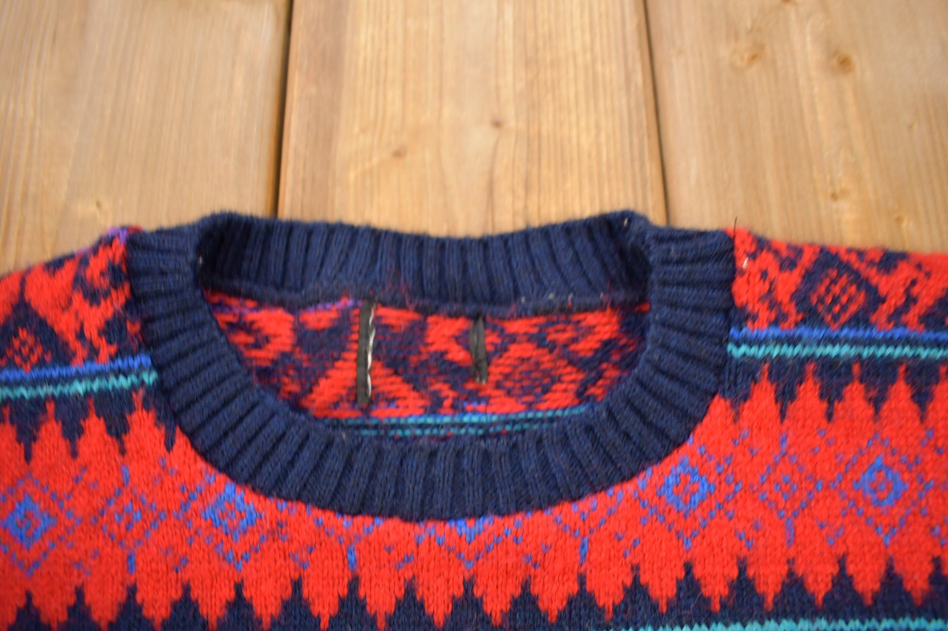 Vintage 1990s All Over Pattern Knitted Crewneck Sweater /