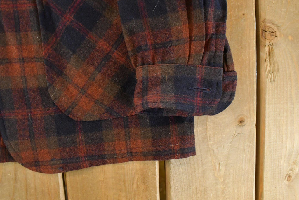 Vintage 1970s Pendleton Plaid Button Up Blazer Shirt Men's Medium