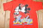 Vintage 1990s Disney Mickey & Minnie Mouse Graphic T-Shirt Made In USA One Size