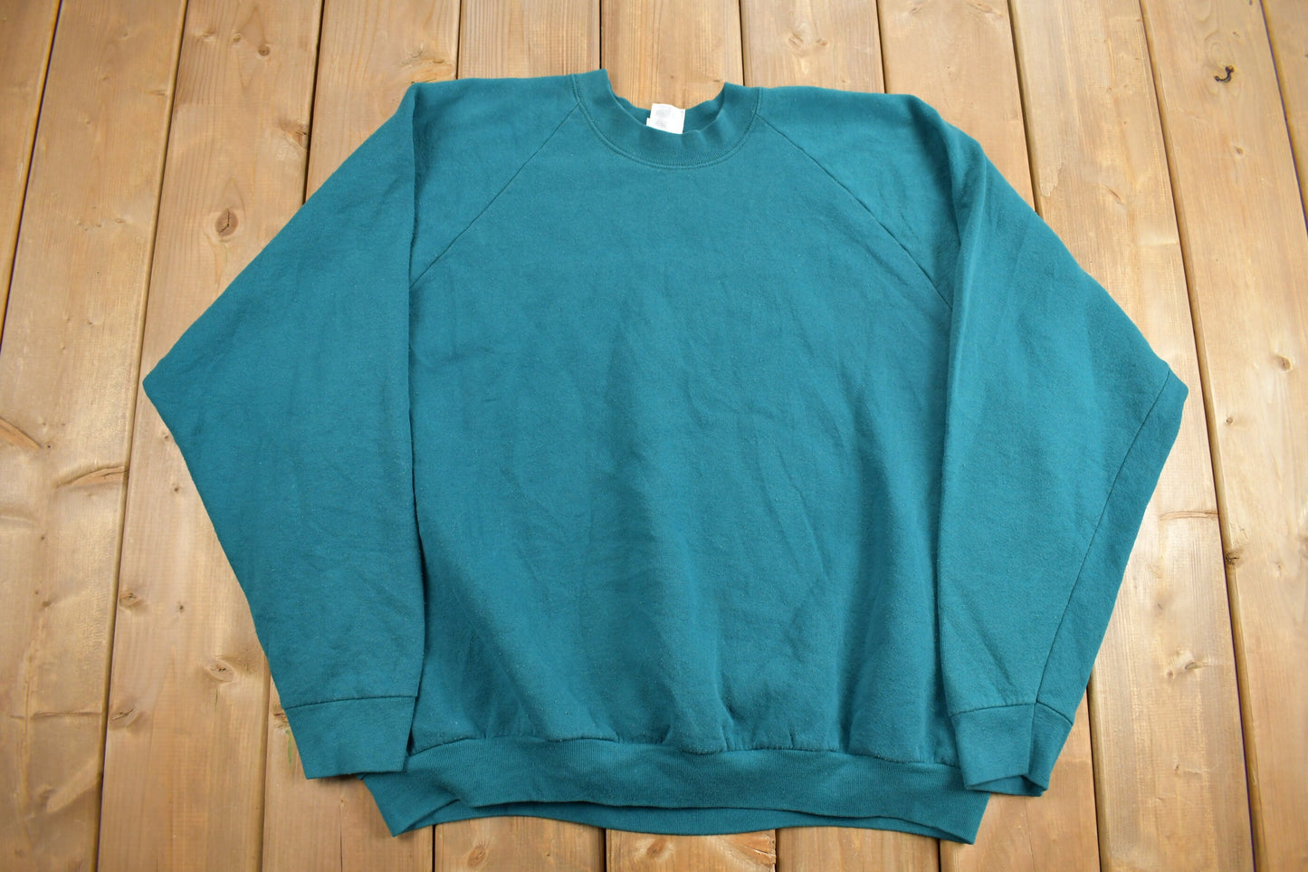 Vintage 1980s Green Fruit Of The Loom Blank Crewneck Sweatshirt / 80s Crewneck / Made In USA / Essential / Streetwear / 80s Blank / Size 2XL