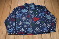 Vintage 1990s Lavon Snow Flake All Over Full Zip Fleece Sweater