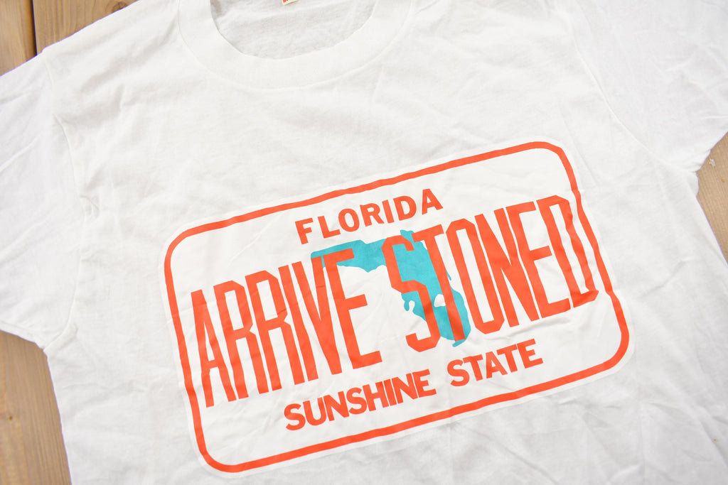 Vintage 1980s Florida T Sunshine State Funny Graphic Souvenir T Shirt