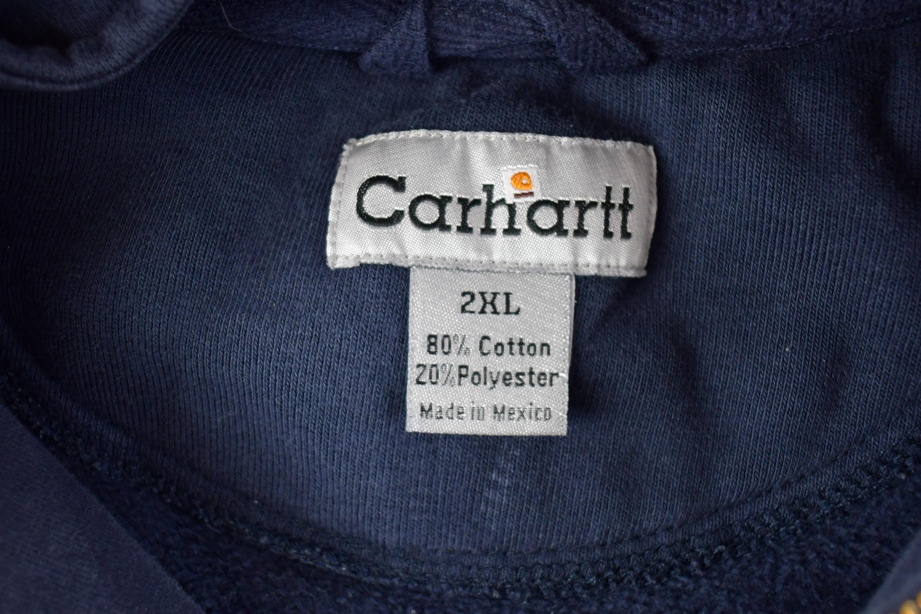 Vintage Distressed Zip Rib Unique Carhartt Quarter Zip Hoodie Sweatshirt