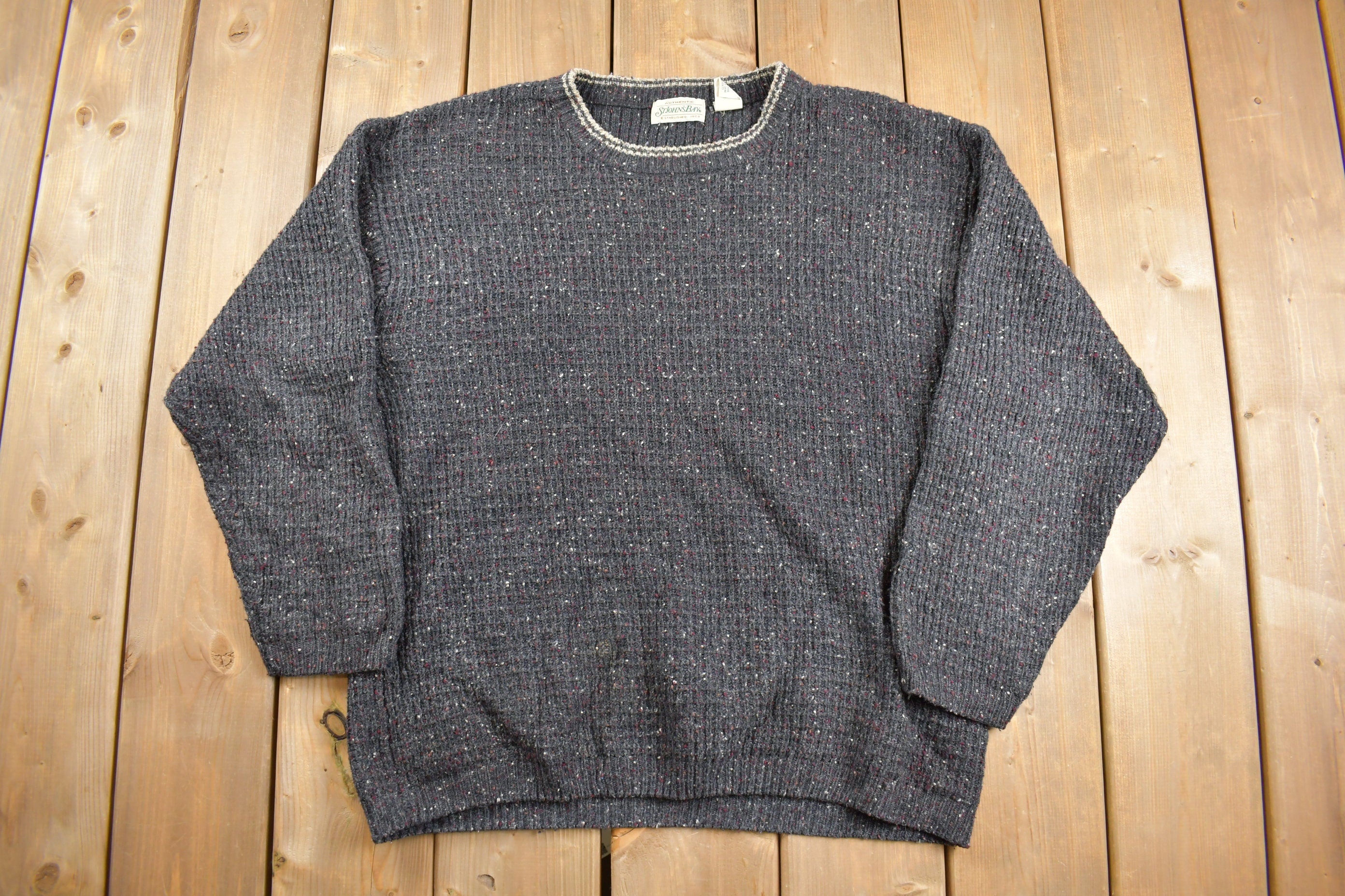Vintage 1990s St. Johns Bay Textured Knit Crewneck Sweater