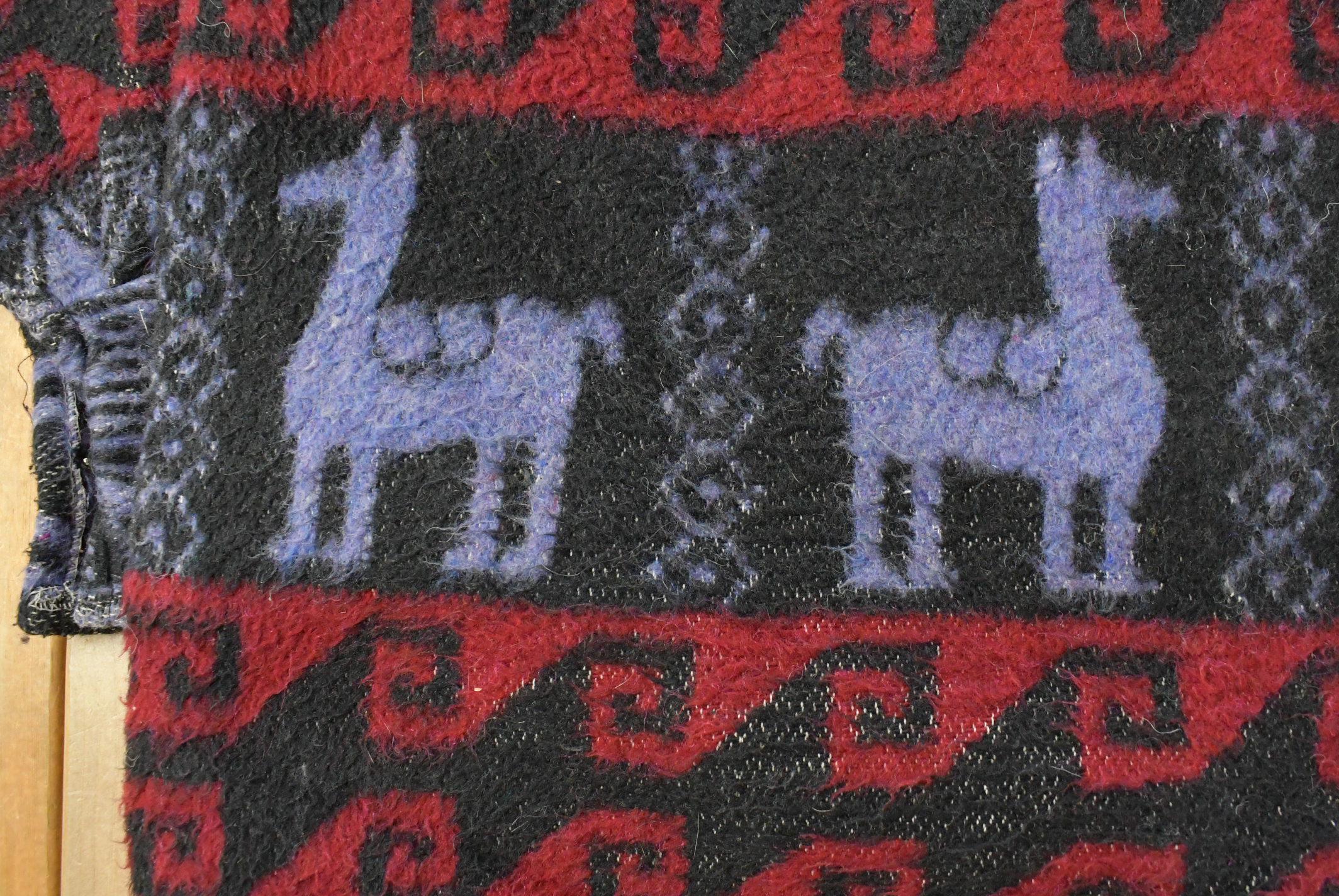Vintage 1980s Ecuador Native Wool Hand Knit Hoodie Sweater Men's XL