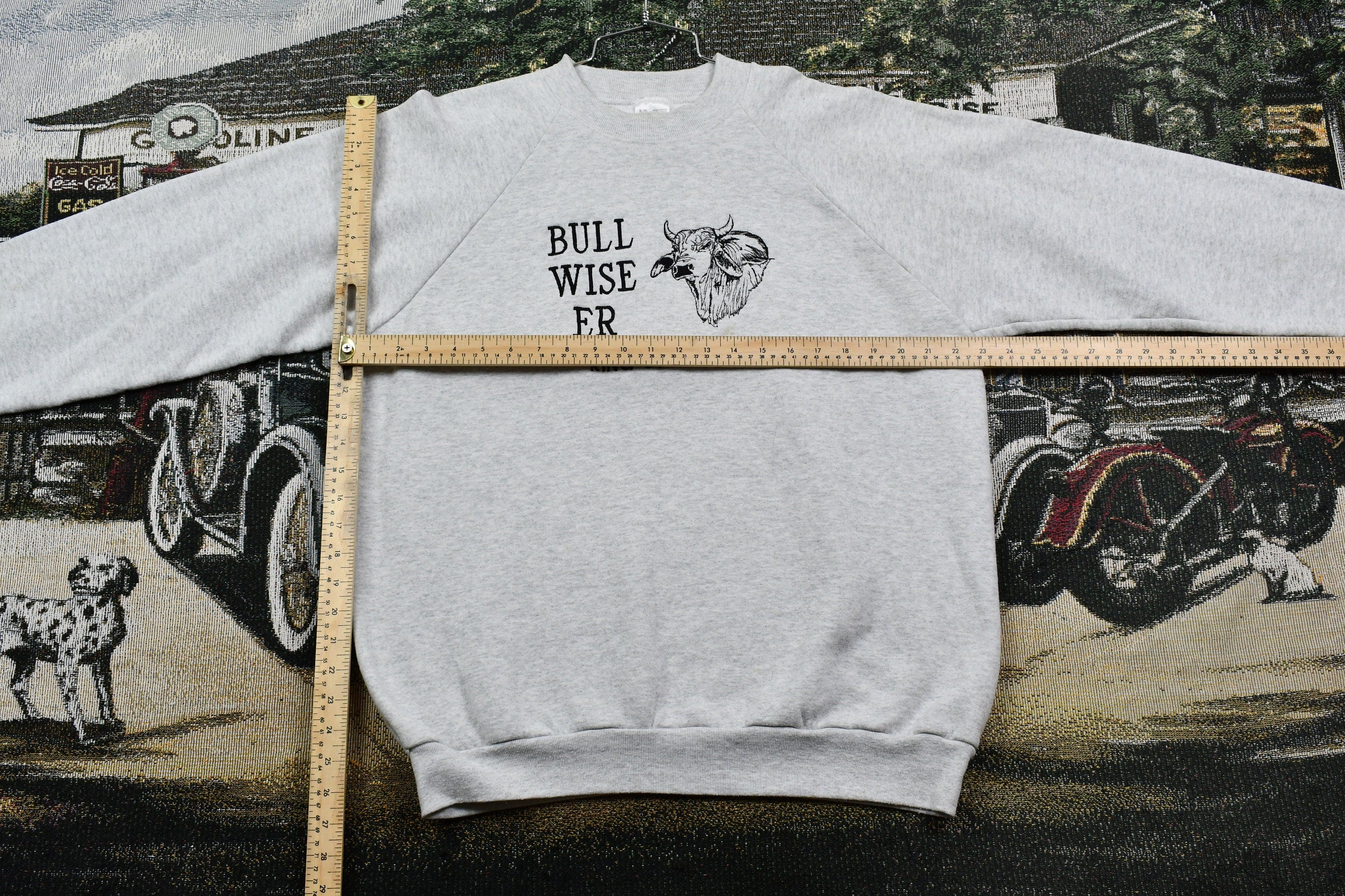Vintage 1990s Bull Wiser King Of Steers Raglan Graphic Crewneck