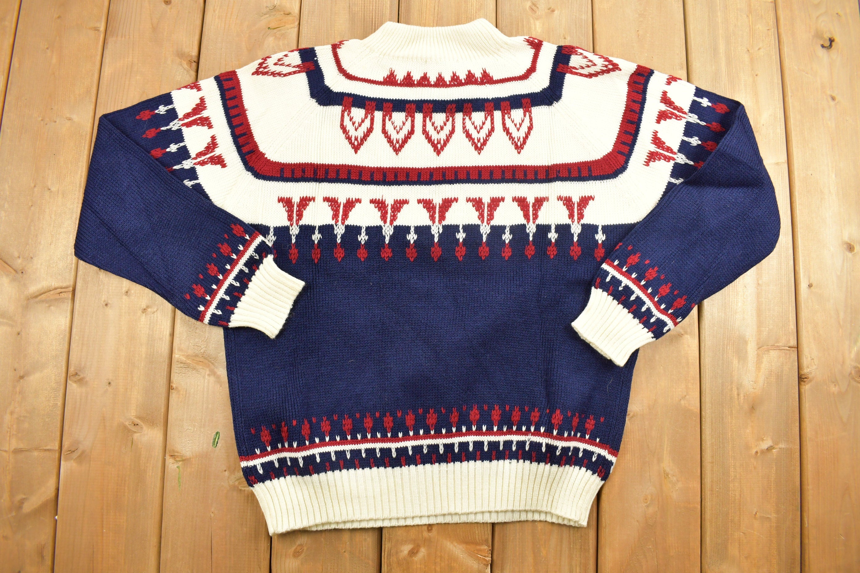 Vintage 1990s JC Penney Abstract Knit Crewneck Sweater  Vintage 90s Crewneck  All Over Pattern  Colourful  Abstract Pattern