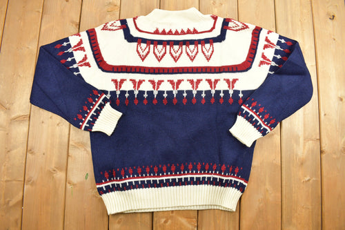 Vintage 1990s JC Penney Abstract Knit Crewneck Sweater / Vintage 90s Crewneck / All Over Pattern / Colourful / Abstract Pattern