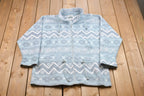 Vintage 1990s Pastel Blue Zip Up Fleece Sweater