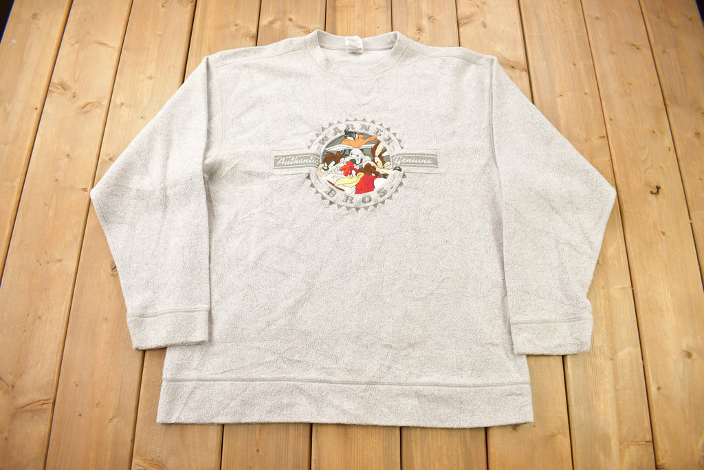 Vintage 2000 Looney Tunes Embroidered Fleece Crewneck Sweatshirt