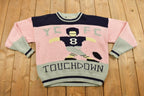 Vintage 1990s Y.C.C. Football Knit Crewneck Sweatshirt