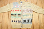 Vintage 1990s Woolrich Woman Knitted Wool Patchwork Cardigan Sweater
