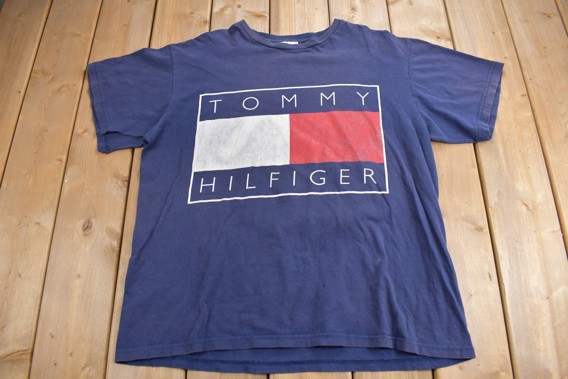 Vintage 1990s Tommy Hilfiger Big Flag Graphic T Shirt
