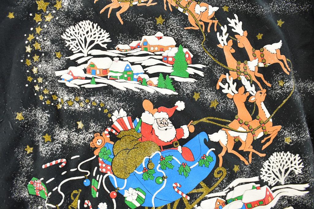 Vintage 1990s Santa Christmas All Over Print Crewneck Sweatshirt Women's 2XL