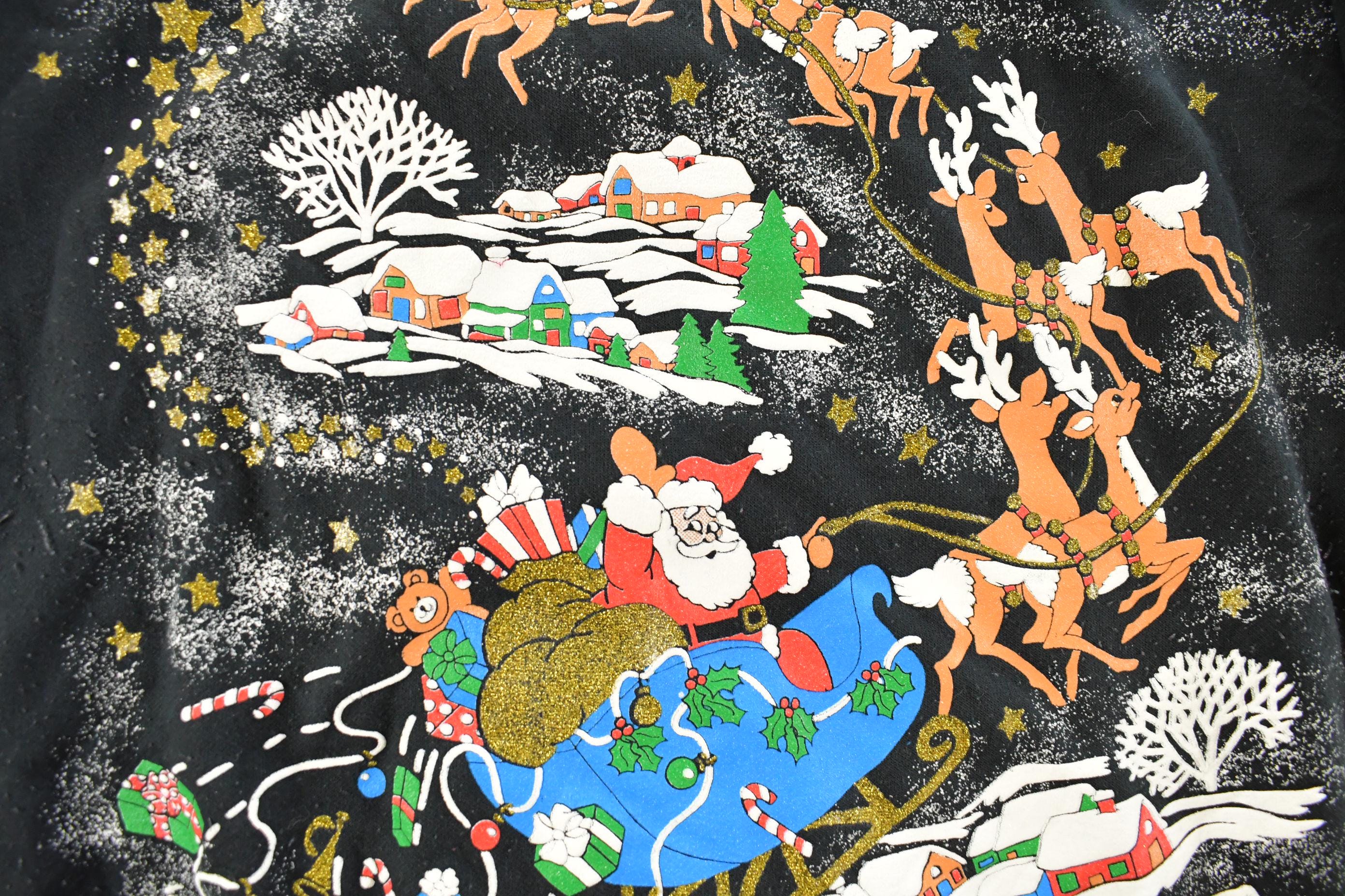 Vintage 1990s Santa Christmas All Over Print Crewneck Sweatshirt Women's 2XL